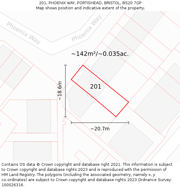 201, PHOENIX WAY, PORTISHEAD, BRISTOL, BS20 7GP: Plot and title map