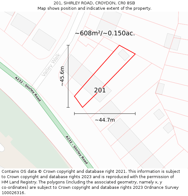 201, SHIRLEY ROAD, CROYDON, CR0 8SB: Plot and title map