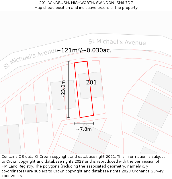 201, WINDRUSH, HIGHWORTH, SWINDON, SN6 7DZ: Plot and title map