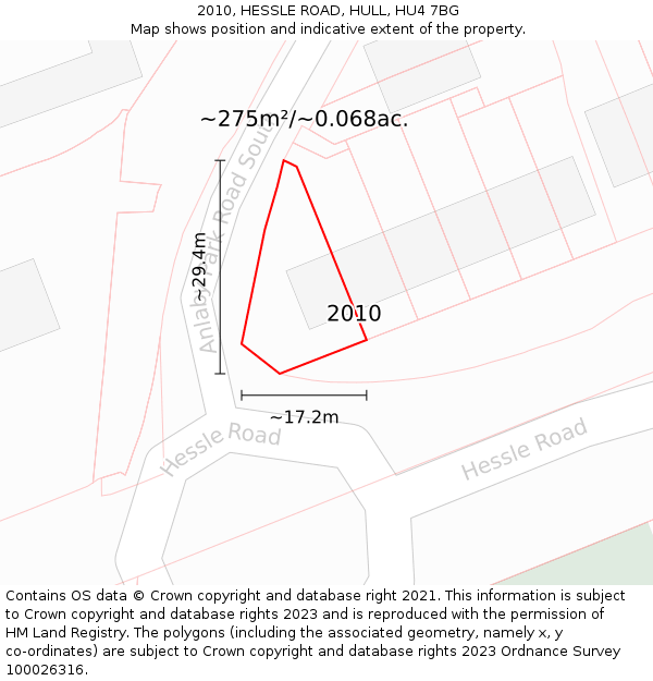 2010, HESSLE ROAD, HULL, HU4 7BG: Plot and title map