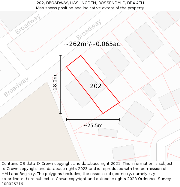 202, BROADWAY, HASLINGDEN, ROSSENDALE, BB4 4EH: Plot and title map