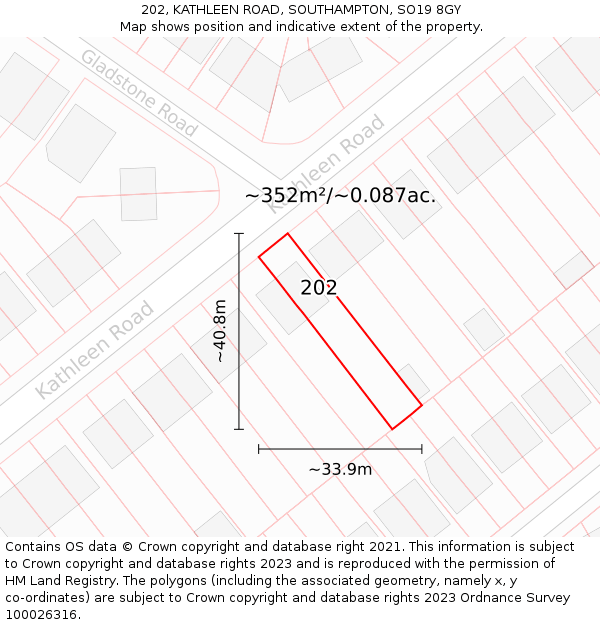202, KATHLEEN ROAD, SOUTHAMPTON, SO19 8GY: Plot and title map