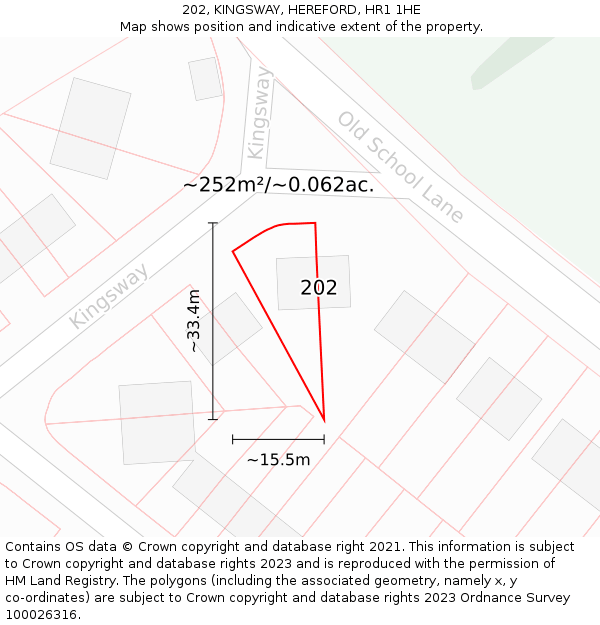 202, KINGSWAY, HEREFORD, HR1 1HE: Plot and title map