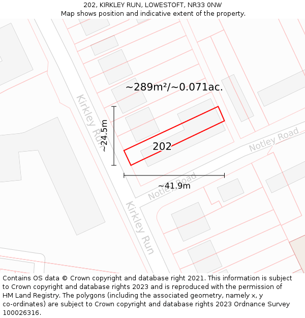 202, KIRKLEY RUN, LOWESTOFT, NR33 0NW: Plot and title map