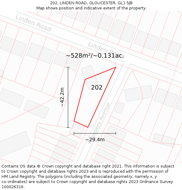 202, LINDEN ROAD, GLOUCESTER, GL1 5JB: Plot and title map