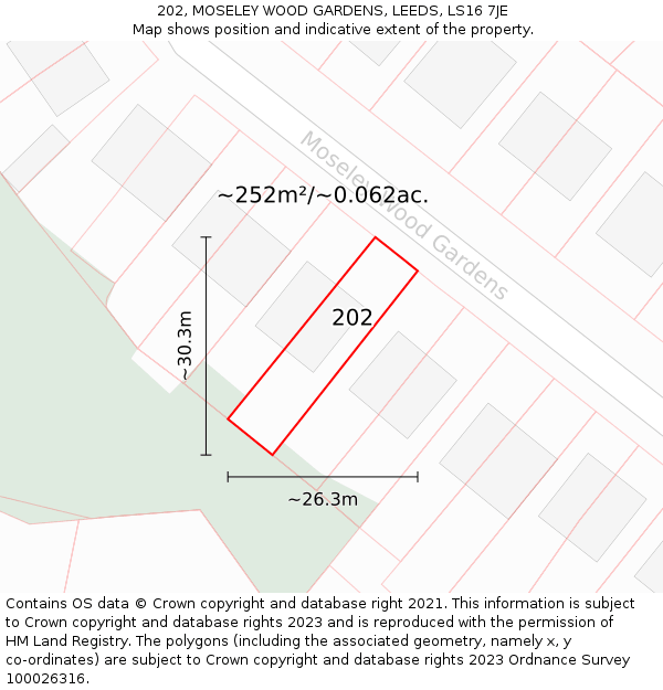 202, MOSELEY WOOD GARDENS, LEEDS, LS16 7JE: Plot and title map