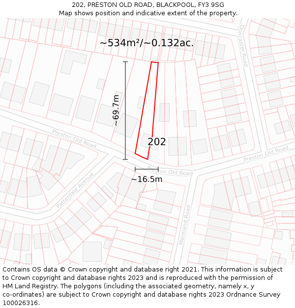 202, PRESTON OLD ROAD, BLACKPOOL, FY3 9SG: Plot and title map