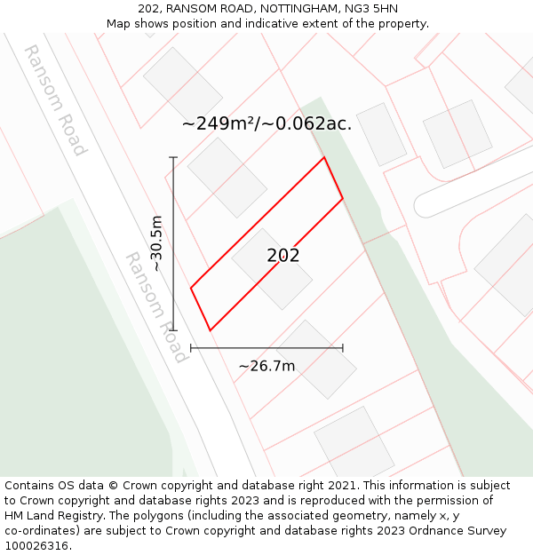 202, RANSOM ROAD, NOTTINGHAM, NG3 5HN: Plot and title map