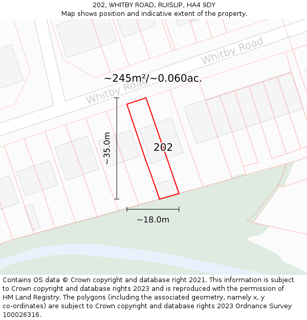 202, WHITBY ROAD, RUISLIP, HA4 9DY: Plot and title map