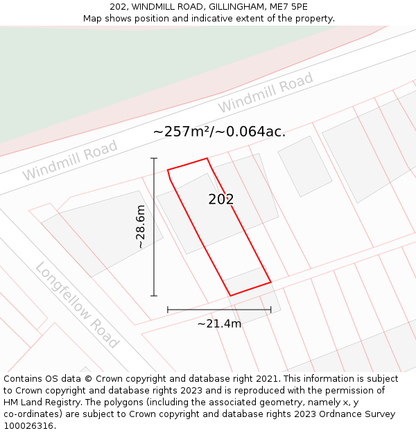 202, WINDMILL ROAD, GILLINGHAM, ME7 5PE: Plot and title map