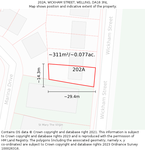 202A, WICKHAM STREET, WELLING, DA16 3NL: Plot and title map