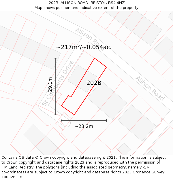 202B, ALLISON ROAD, BRISTOL, BS4 4NZ: Plot and title map
