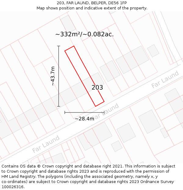 203, FAR LAUND, BELPER, DE56 1FP: Plot and title map