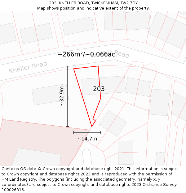 203, KNELLER ROAD, TWICKENHAM, TW2 7DY: Plot and title map