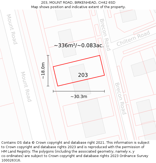 203, MOUNT ROAD, BIRKENHEAD, CH42 6SD: Plot and title map