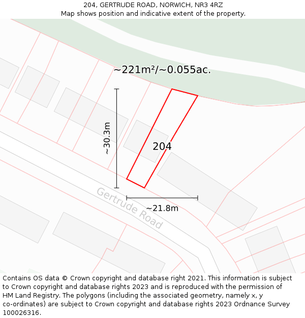 204, GERTRUDE ROAD, NORWICH, NR3 4RZ: Plot and title map