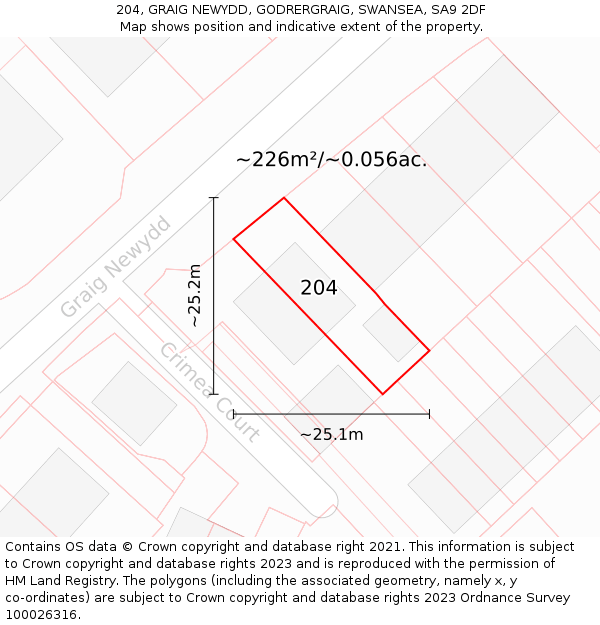 204, GRAIG NEWYDD, GODRERGRAIG, SWANSEA, SA9 2DF: Plot and title map