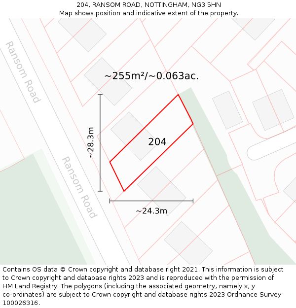 204, RANSOM ROAD, NOTTINGHAM, NG3 5HN: Plot and title map