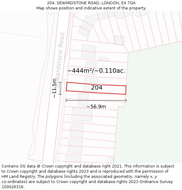 204, SEWARDSTONE ROAD, LONDON, E4 7QA: Plot and title map