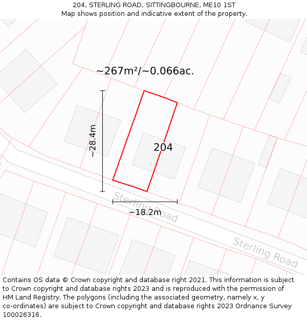 204, STERLING ROAD, SITTINGBOURNE, ME10 1ST: Plot and title map