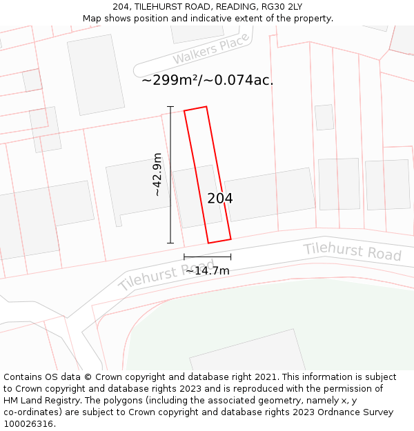 204, TILEHURST ROAD, READING, RG30 2LY: Plot and title map