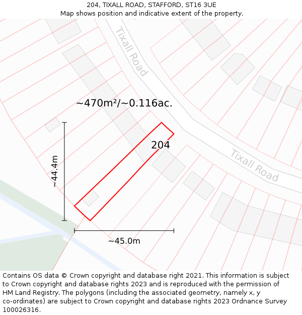 204, TIXALL ROAD, STAFFORD, ST16 3UE: Plot and title map