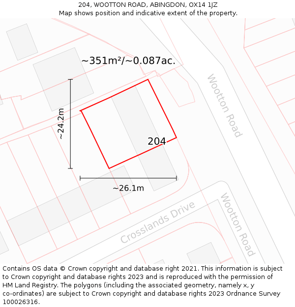 204, WOOTTON ROAD, ABINGDON, OX14 1JZ: Plot and title map