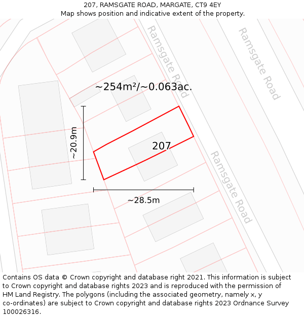 207, RAMSGATE ROAD, MARGATE, CT9 4EY: Plot and title map