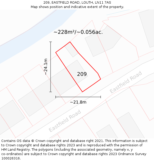 209, EASTFIELD ROAD, LOUTH, LN11 7AS: Plot and title map