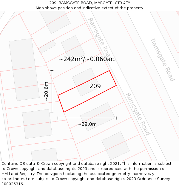 209, RAMSGATE ROAD, MARGATE, CT9 4EY: Plot and title map