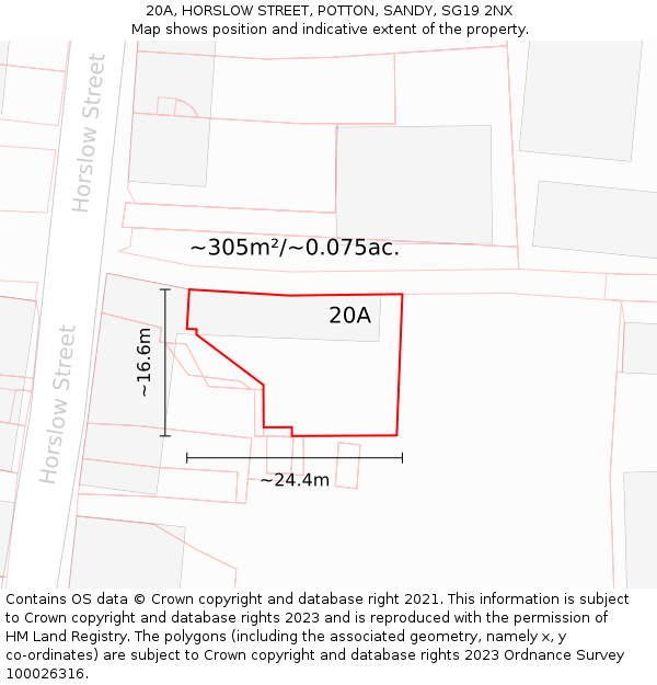20A, HORSLOW STREET, POTTON, SANDY, SG19 2NX: Plot and title map
