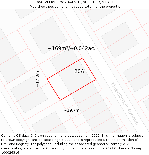 20A, MEERSBROOK AVENUE, SHEFFIELD, S8 9EB: Plot and title map