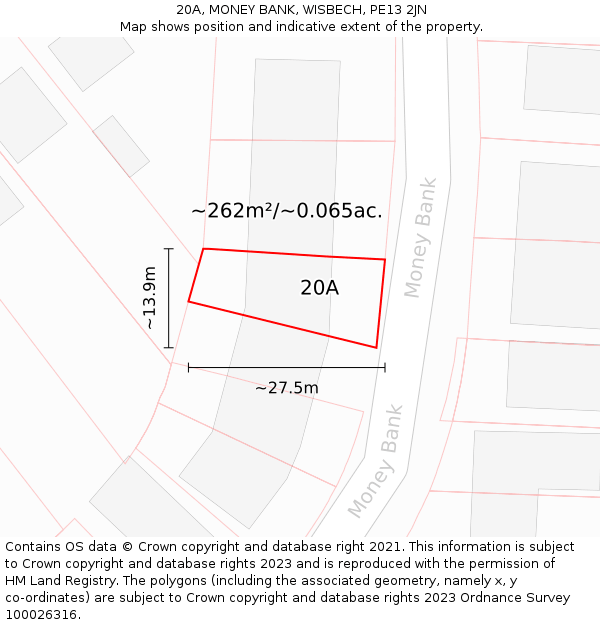 20A, MONEY BANK, WISBECH, PE13 2JN: Plot and title map