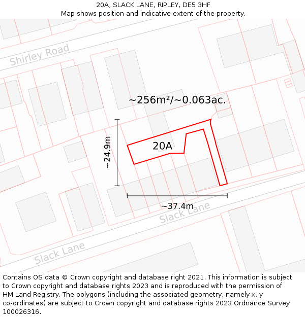 20A, SLACK LANE, RIPLEY, DE5 3HF: Plot and title map