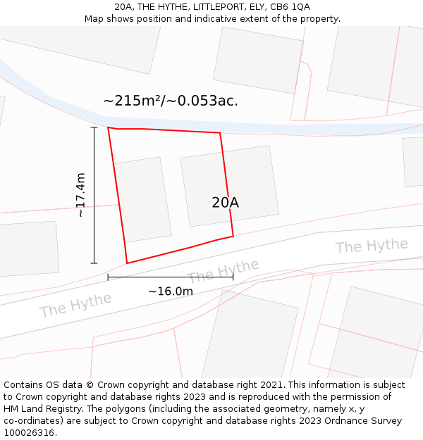 20A, THE HYTHE, LITTLEPORT, ELY, CB6 1QA: Plot and title map