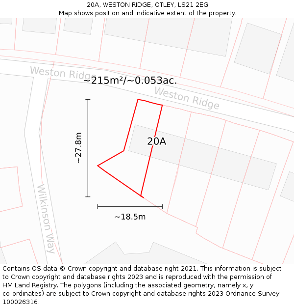 20A, WESTON RIDGE, OTLEY, LS21 2EG: Plot and title map