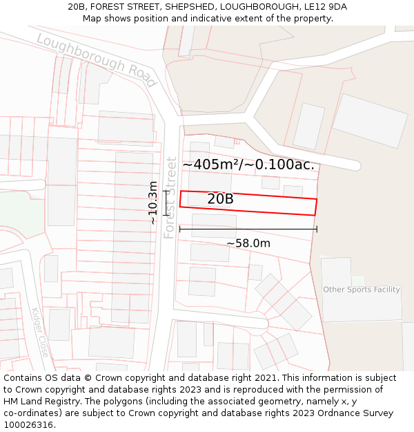 20B, FOREST STREET, SHEPSHED, LOUGHBOROUGH, LE12 9DA: Plot and title map