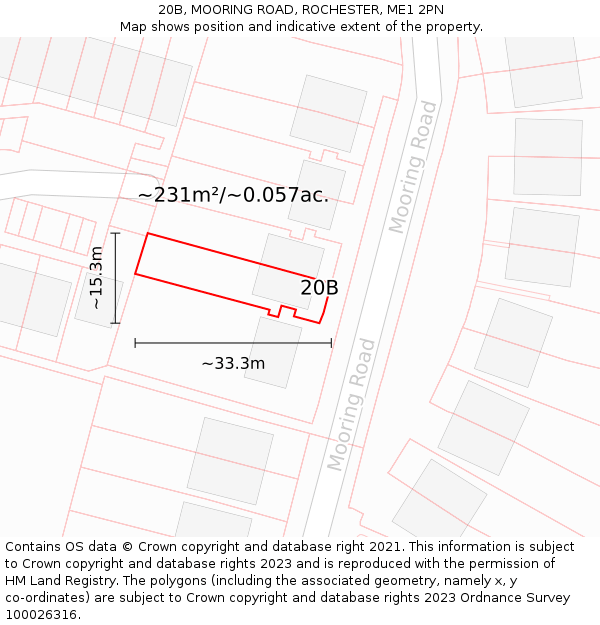 20B, MOORING ROAD, ROCHESTER, ME1 2PN: Plot and title map