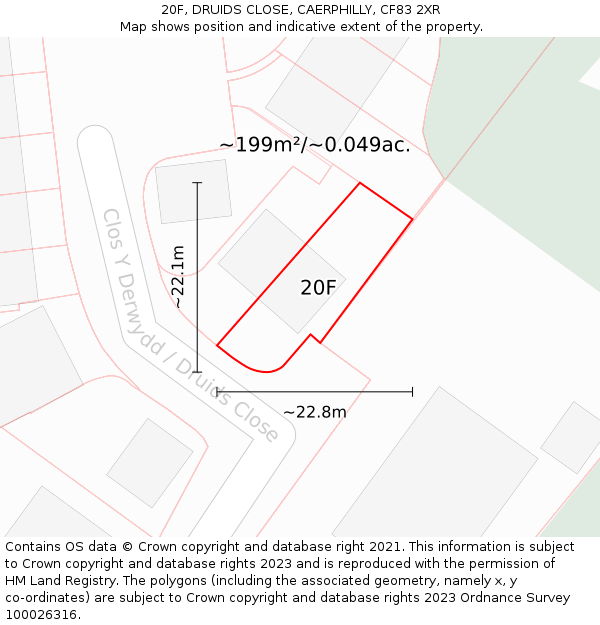 20F, DRUIDS CLOSE, CAERPHILLY, CF83 2XR: Plot and title map
