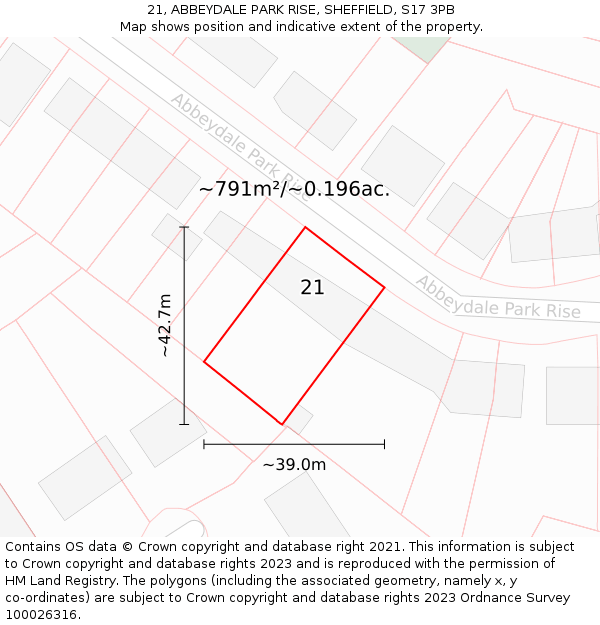 21, ABBEYDALE PARK RISE, SHEFFIELD, S17 3PB: Plot and title map