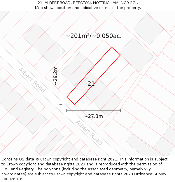 21, ALBERT ROAD, BEESTON, NOTTINGHAM, NG9 2GU: Plot and title map