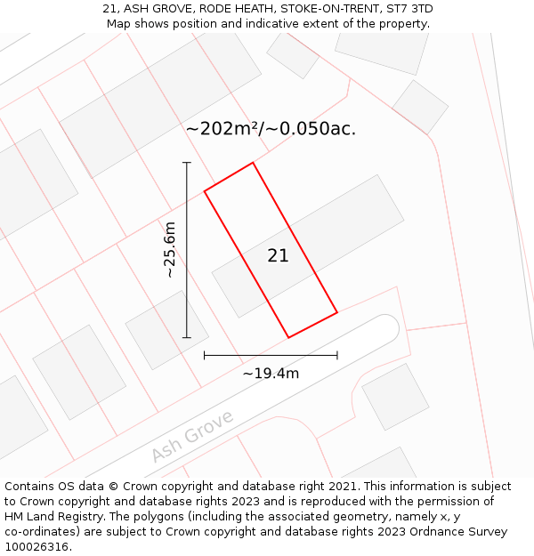 21, ASH GROVE, RODE HEATH, STOKE-ON-TRENT, ST7 3TD: Plot and title map