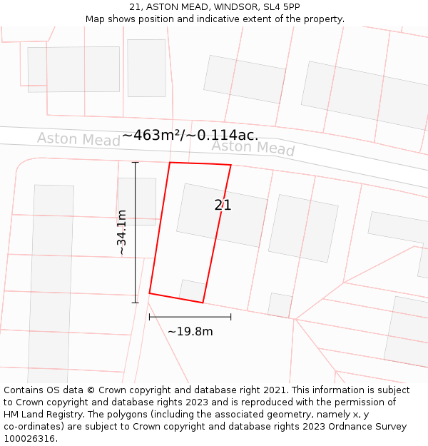21, ASTON MEAD, WINDSOR, SL4 5PP: Plot and title map