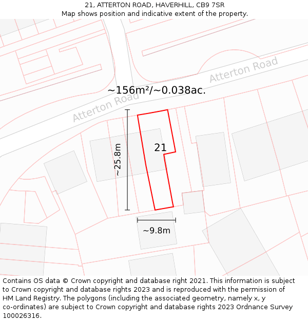 21, ATTERTON ROAD, HAVERHILL, CB9 7SR: Plot and title map