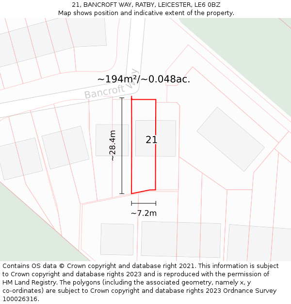 21, BANCROFT WAY, RATBY, LEICESTER, LE6 0BZ: Plot and title map