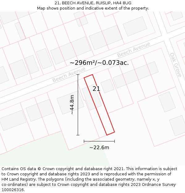 21, BEECH AVENUE, RUISLIP, HA4 8UG: Plot and title map