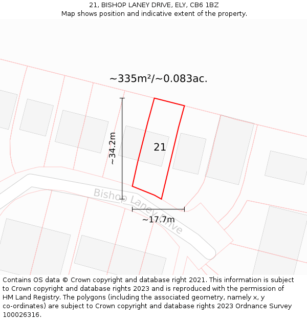 21, BISHOP LANEY DRIVE, ELY, CB6 1BZ: Plot and title map