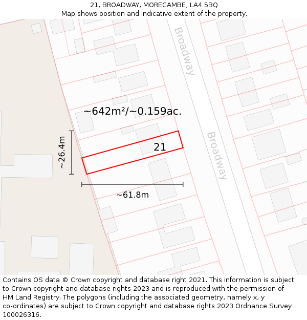 21, BROADWAY, MORECAMBE, LA4 5BQ: Plot and title map