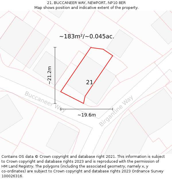 21, BUCCANEER WAY, NEWPORT, NP10 8ER: Plot and title map