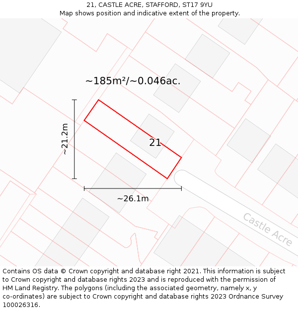 21, CASTLE ACRE, STAFFORD, ST17 9YU: Plot and title map